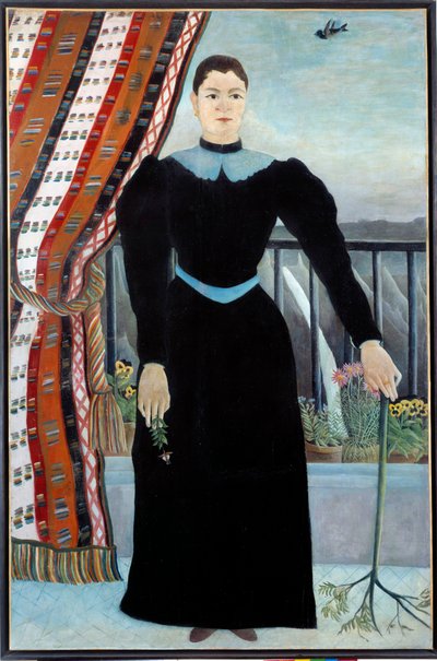 Retrato de una mujer cerca de una ventana, Pintura de Henri Rousseau dit Le Douanier Rousseau de Henri J.F. Rousseau