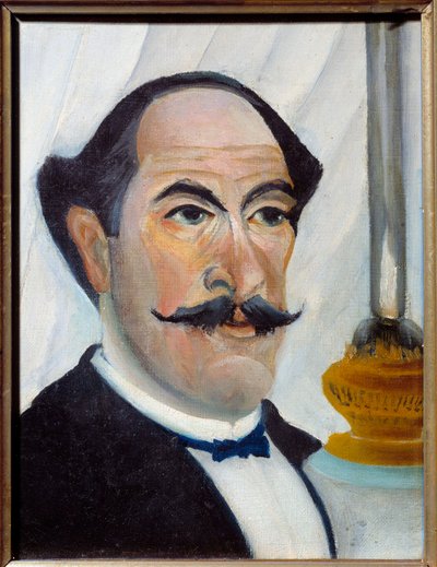 Autorretrato con lámpara Pintura de Henri Rousseau dit Le Douanier Rousseau de Henri J.F. Rousseau