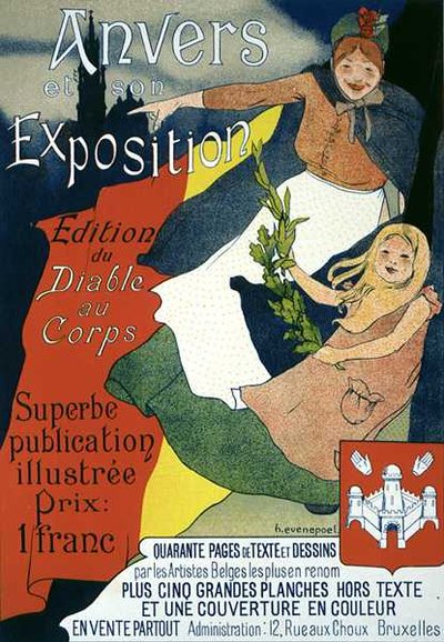 Reproducción de un cartel publicitario de la publicación ilustrada de la Exposición de Amberes de Henri Jacques Edouard Evenepoel