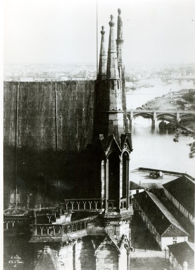 Vista de la Catedral de Notre-Dame en París y el río Sena, c.1853 de Henri Jean Louis Le Secq