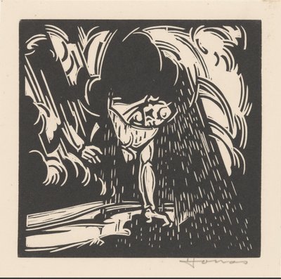 Personificación de la lluvia sobre un paisaje de Henri Jonas (signed by artist)
