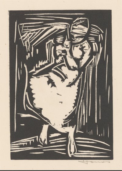 Mujer con una bolsa en la espalda de Henri Jonas (signed by artist)