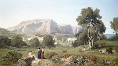 Disfrutando la Vista en la Isla de Capri en el Golfo de Nápoles, 1853 de Henri Joseph Harpignies