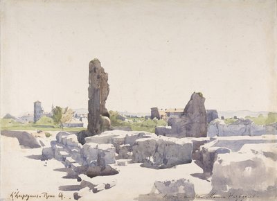 Vista del Coliseo desde la Basílica de Domiciano y el Palacio Flavio, Roma, 1864 de Henri Joseph Harpignies