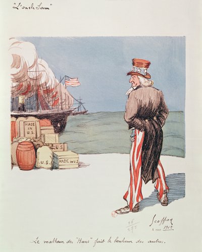 Caricatura del Tío Sam en la época de la 1ª Guerra Mundial, 1915 de Henri Jules Jean Geoffroy