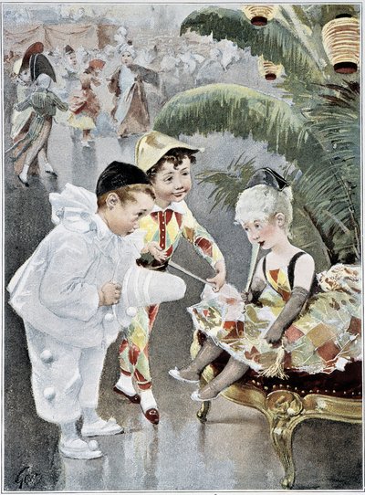 Disfraz infantil o baile de máscaras - ill. por Geoffroy, en “Figaro Illustré”, mayo 1901 de Henri Jules Jean Geoffroy
