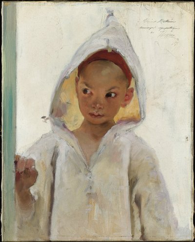 Retrato de un niño joven con un burnous de Henri Jules Jean Geoffroy