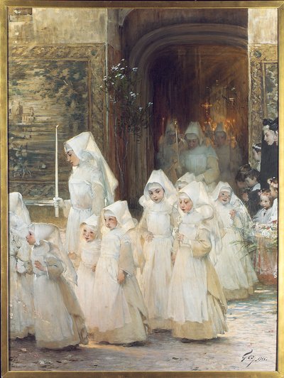 Procesión de niñas en el día de la confirmación, L