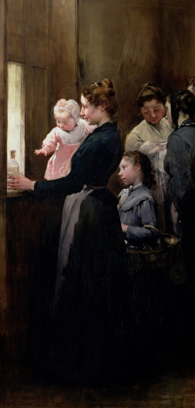 La Gota de Leche en Belleville: La Cirugía del Doctor Variot, La Distribución de la Leche, 1903 de Henri Jules Jean Geoffroy