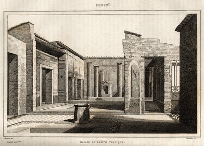 La casa del poeta trágico, en Pompeya, grabado por Labrouste de Henri Labrouste