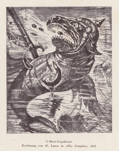 Monstruo submarino (litografía) de Henri Lanos