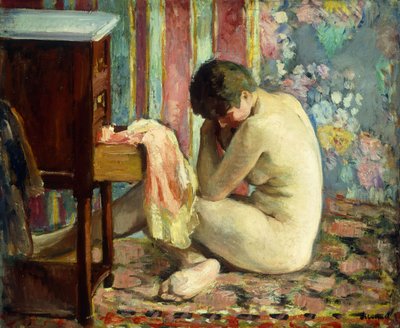 Desnudo con Camisa Rosa; Nu a la Chemise Rose, 1926 de Henri Lebasque