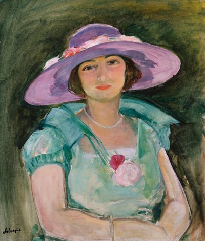 Retrato de Marthe Lebasque con un sombrero púrpura, 1925-26 de Henri Lebasque