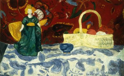 Naturaleza muerta con una muñeca y frutas de Henri Lebasque
