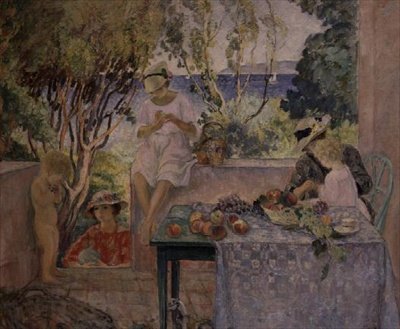Té en la terraza en St. Maxine de Henri Lebasque