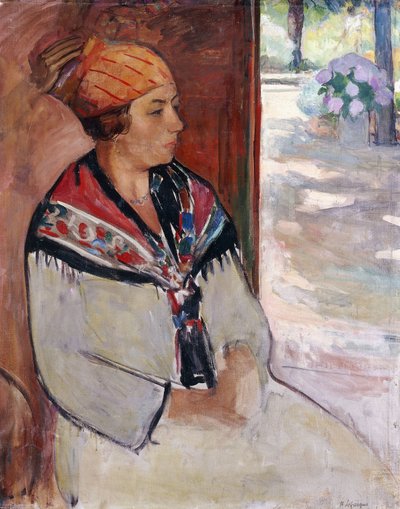Mujer con pañuelo en Prefailles de Henri Lebasque