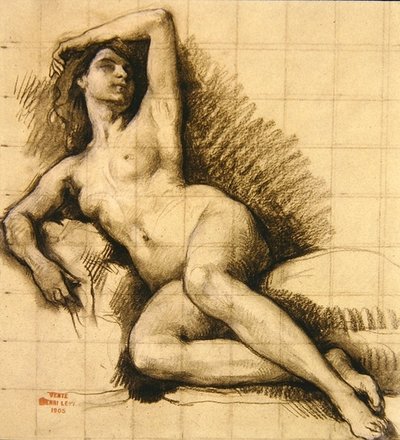 Estudio - Desnudo Femenino Reclinado de Henri Leopold Levy