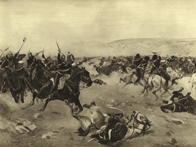 La carga de la Brigada Pesada, Batalla de Balaclava, 1854 de Henri Louis Dupray