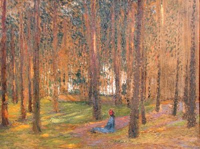 Un caminante sentado en el bosque, c.1890 de Henri Martin