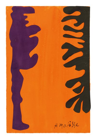 Arabescos negros y violetas sobre fondo naranja de Henri Matisse