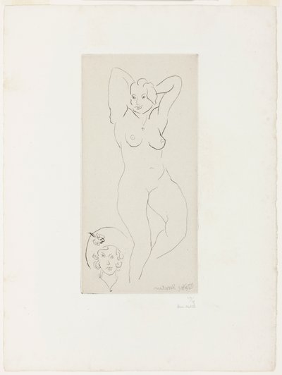 Desnudo femenino con los brazos levantados y cabeza de mujer de Henri Matisse