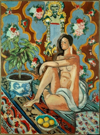 Figura decorativa sobre fondo ornamental de Henri Matisse