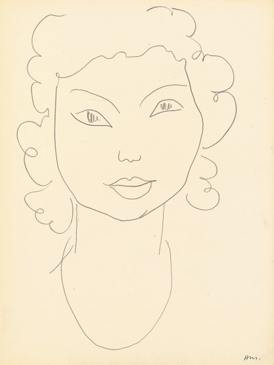Cabeza, pelo rizado (lápiz de color sobre papel) de Henri Matisse