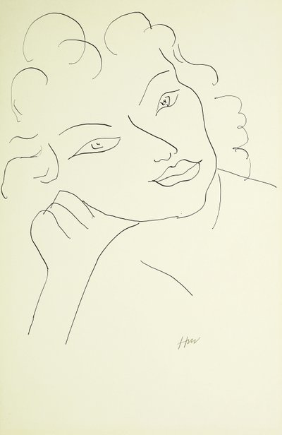 Cabeza de mujer joven (pluma y tinta negra sobre papel) de Henri Matisse