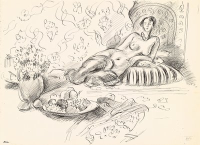 Odalisca tumbada II, c.1927 (pluma y tinta sobre papel) de Henri Matisse