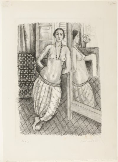 Odalisca con pantalones a rayas, reflejada en el espejo de Henri Matisse