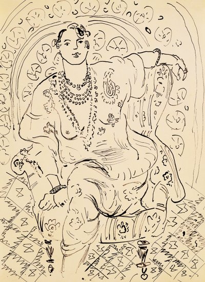 Odalisca con fondo de flores de Henri Matisse