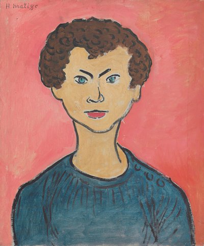 Retrato con pelo rizado, jersey azul marino de Henri Matisse