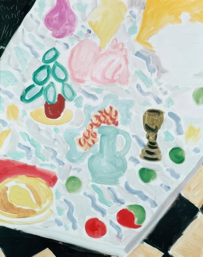 Cerámica y vidrio sobre una mesa de mármol de Henri Matisse