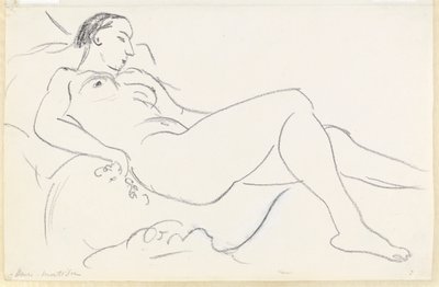 Desnudo femenino recostado (tiza en blanco y negro sobre papel) de Henri Matisse