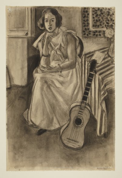 Modelo sentada con una guitarra de Henri Matisse