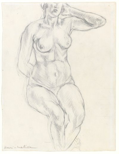 Desnudo sentado, c.1918 (grafito y tiza negra sobre papel) de Henri Matisse