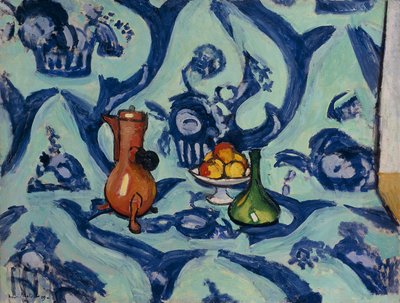 Bodegón con mantel azul de Henri Matisse