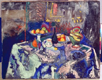 Jarrón, botella y fruta, c.1906 (óleo sobre lienzo) de Henri Matisse