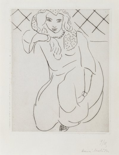 Mujer oriental con velo arrodillada de Henri Matisse