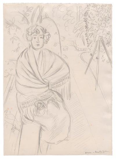 Mujer con chal, en un jardín de Henri Matisse