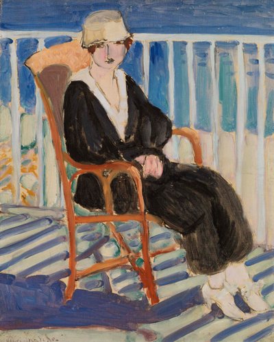 Jovencita en el balcón sobre el mar (Jeune fille au balcon sur la mer) de Henri Matisse