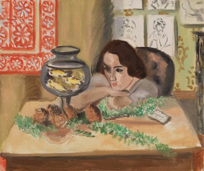 Joven ante un acuario (Jeune fille devant un aquarium) de Henri Matisse