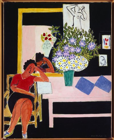 liseuse sur fond noir 1939 (óleo sobre lienzo ) de Henri Matisse
