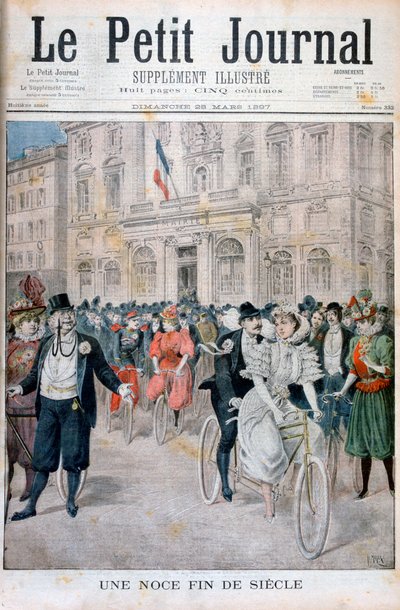 Una boda en bicicleta, Francia, 1897 de Henri Meyer
