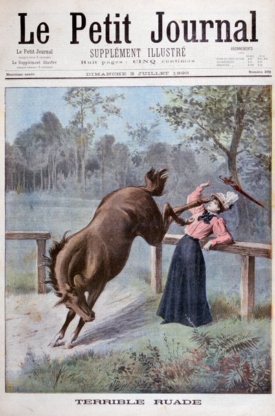 Una joven es pateada por un caballo, 1898 de Henri Meyer