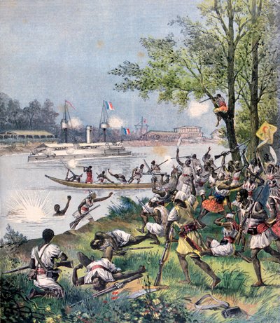 Ataque a los Aldeanos de Dahomey por los Franceses, 1892 de Henri Meyer