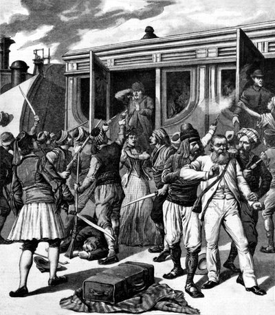 Bandidos en el Oriente: Arrestos en un Tren, de Le Petit Journal, 20 de junio de 1891 de Henri Meyer