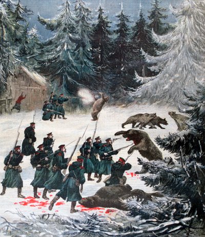 Ataque de oso, Rusia, 1892 de Henri Meyer