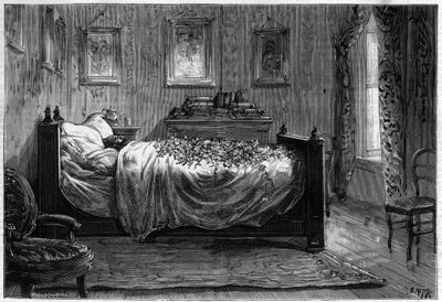 Muerte de Leon Gambetta (1838-1882) político francés - la Cámara Mortuoria - en 