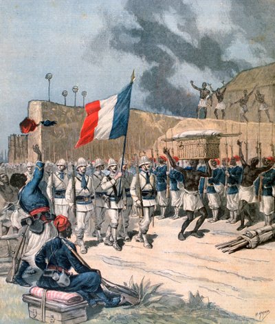Entrada del ejército francés en Abomey, Dahomey, África, 1892 de Henri Meyer
